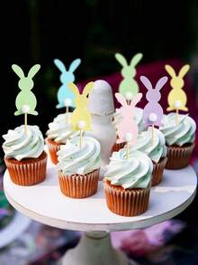 5/10pcs Easter Cake Decorations, Creative Colorful Rabbit Cake Toppers, Easter Theme Party Decor Supplies, Cupcake Decorations, Cake Dessert Toppers, Easter Decorations, Holiday Party Decor - Multicolor - View 3