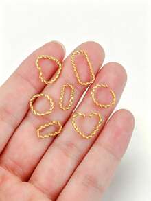 20 pezzi Anelli aperti intrecciati placcati in oro in acciaio inossidabile, connettori a forma di cuore, tondi e rettangolari per braccialetti, collane e creazione di gioielli fai-da-te - Anello aperto - Visualizzare 5