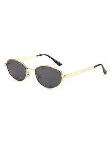 1 Pair Women's Gold Oval Frame Vintage Elegant Fashion Glasses - Gold - View 2