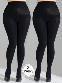 1/2/3 Pairs Plus Size Women's Tights, Suitable For Daily Wear, Comfortable - Black - View 13