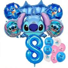Hasbro Bộ 26 cái/6 cái bóng bay số chủ đề Lilo & Stitch, bao gồm bóng bay số kim loại màu xanh 1-9 và một bóng bay kim loại hình Stitch, hoàn hảo cho tiệc sinh nhật và các buổi tụ tập theo chủ đề - Nhiều màu - Xem 11