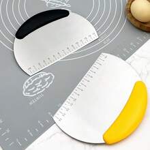 This 2 Pieces Multi-Functional Dough Cutter Set Includes A Measuring Ruler, A Stainless Steel Countertop Scraper And Shredder, And A Pizza Dough Scraper. Suitable For Making Cakes, Pizzas, And Bread, It's Easy To Use And Perfect For Home Baking. - Silver - View 14