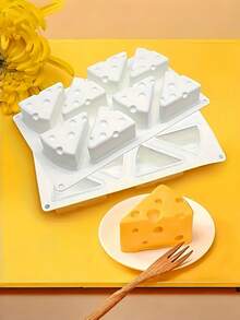 1pc Cheese Shaped Silicone Mold, 8 Cavities, Suitable For Cake Balls, Cubes, Chocolate, Cakes, Mousse And French Desserts, Non-Stick Baking Mold - Multicolor - View 2