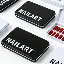 1pc Wearable Nail Art Empty Box With Metal Sticker, Portable Rectangular Tin Box For Storing Fake Nails And Nail Art Supplies - Multicolor - View 6