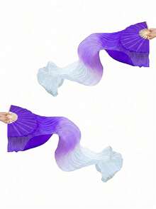 2/1pc Extra Long Flowing Silk Fan, Three-Color Gradient Design. This Double-Sided Silk Fan Is Perfect For Dance Performances, Holiday Parties, Sports Props, And Can Also Be Used As A Traditional Chinese Fan For Dance Activities. An Excellent Mother's Day Gift. - Multiple Styles - View 39