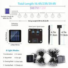 Luces de Hada de Flor de Cerezo Multicolor Alimentadas por Energía Solar, 20/50/100 piezas Luces de Cadena de Flores LED, 8 Modos de Parpadeo Ajustables, Decoración Impermeable para Interior/Exterior Patio Jardín, Regalo Perfecto para Boda Día de San Valentín Día de la Madre Navidad - Luces coloridas de flores de cerezo - Ver 9