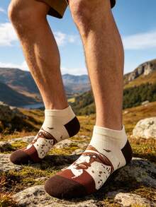 1 Pair Men's Oil Painting Landscape Art Boat Socks, Niche Vintage Aesthetic, Elevate Your Daily Outfit Instantly - Multicolor - View 3