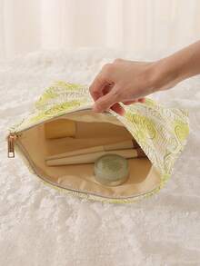 1 pieza Bolsa de almacenamiento de cosméticos portátil, bolsa de maquillaje con cremallera de viaje con estampado de concha marina y estrella de mar de doble cara, organizador de artículos de tocador multifuncional - Multicolor - Ver 2