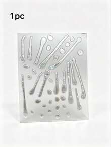 1件裝銀色液滴臉部裝飾貼紙，3D金屬質感，Y2K賽博風派對DIY臉部貼紙，適用於音樂祭妝容、賽博主題派對、舞台妝容，可用於眼周、臉部、身體裝飾的3D貼紙 - 彩色 - 查看 7