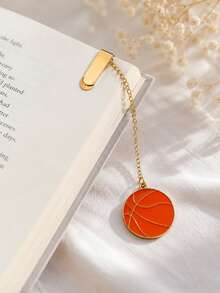 1pc 3cm Alloy Oil-Drip Sports Ball Metal Long Chain Bookmark, Sports Style Chain Bookmark With Basketball, Football, Volleyball Pendant Metal Chain Book Clip, Sports Fan Book Decoration Accessory, Journal And Reading Gift, Teacher Gift, Metal Bookmark Rod, Paper Clip Bookmark Decoration, Back To School Notebook Accessory, Office Desk Accessory, Back To School Supplies Bookmark, Football, Basketball, Volleyball Shaped Small Commemorative Gift For Boys, Girls, Classmates - Rectangle - View 1