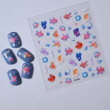 Pegatinas de uñas 5D para arte de uñas, 3 hojas de calcomanías autoadhesivas, linda mascota, pegatinas 3D para uñas, pegatinas para Uñas (gatos y perros 5D) - Peces dorados y sirenas 5d - Ver 7