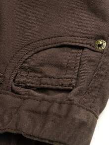 Baby Jungen 6m-3 Jahre und Unisex Vintage Weite Beine Kaffee Cargo Jeans, Ganzjährig, Modischer Stil, Vielseitig, Halbelastische Taille, Ohne Reißverschluss, Lockerer Schnitt, Waschverfahren, Workwear Denim Hose - Kaffeebraun - Übersicht 7