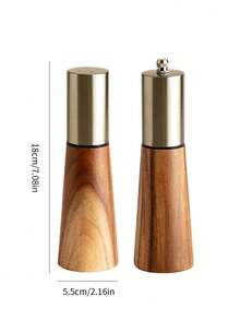2pcs Wooden Pepper Mill And Salt Shaker Set, Adjustable Durable Ceramic Rotor, Tabletop Accessory, Fresh Seasoning, Perfect Gift - Redwood - View 4