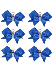 6pcs New Fashion Shiny Leather Bow Keychain Pendant Personalized Rhinestone Best Friend Bag Charm Gift Hair Styling Tool Kit - Multicolor - View 6