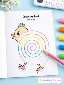Children's Pen Control Training Book, Fun Animal Line Writing Practice Book, Back To School Season, Graduation Season, Writing Practice Tutoring Book, Teacher Reward Small Gift - Multicolor - View 5