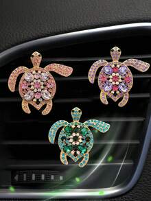 1 pieza/2 piezas Decoración de Tortuga Marina de Aleación con Cristales de Colores para Rejilla de Ventilación del Coche, Accesorios de Decoración para Salida de Aire del Interior del Coche, Ornamento del Interior del Coche - A - Ver 8