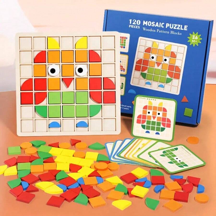 1 Box Mosaic Panel Puzzle, Inspires Children's Imagination, Cultivates Problem-Solving Practical Thinking, Exercises Language Expression And Communication Logic, Develops Cooperation And Sharing Awareness, Deepens Empathy Ability, Perfect Gift For Birthday/Christmas/Halloween - Multicolor - View 1