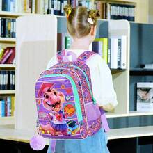 3Pcs Kids Cute Graduation Koala Print School Bag Combo, With Insulated Lunch Box, Pencil Pouch & Pom Pom For Girls Elementary - Purple - View 10