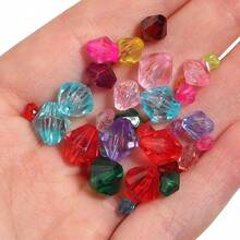 100-1000pcs Faux Crystal Rhombus Double Cone Acrylic Beads - Carved Spacer Beads, Suitable For Handmade DIY Necklace, Earrings, Bracelet Crafts, Keychain, Phone Chain Making Decoration Accessories Loose Beads - Rhomboid Cross-section - View 4