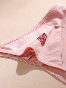 Aesletic 1 buah celana dalam thong katun nyaman model low-rise untuk wanita. - Berwarna merah muda - View 6