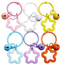 2/4/6 Mixed Color Star Bell Keychain, DIY Cute Candy Color Bag, Keychain Accessories Pendant, Handmade Perler Bead Accessories, Multiple Colors Available - View 7