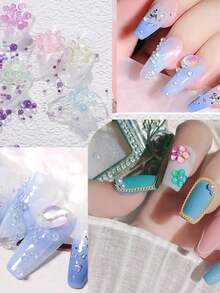 12-Grid Holeless Mermaid Bubble Glass Beads Small Round Crystal Beads Micro Beads DIY Nail Art Decor Filler - Multicolor - View 3