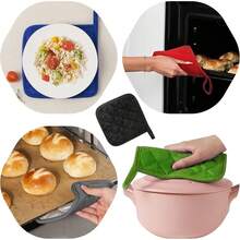 Juego de 5 soportes para ollas de algodón rojo, resistentes al calor, para cocina, lavables aáquina, para cocinar y hornear con trabillas para colgar - Negro - Ver 8
