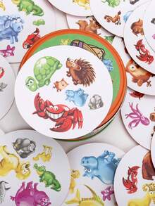 30 Tarjetas por Caja - Juego de Emparejamiento de Patrones de Animales Cocodrilo, Tarjetas de Juego de Percepción Visual de Símbolos de Animales, Juego de Cartas de Ritmo Rápido para Familia y Amigos - Verde - Ver 4