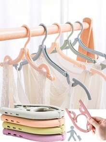 20pcs/10pcs Travel Folding Hangers, Space-Saving Non-Slip Foldable Hangers, Portable Pocket-Sized Underwear Bra Drying Hooks, Suitable For Travel, Home, Camping, Cruise, Dorm, Vacation, Essential Travel Wardrobe Storage Accessory - View 2