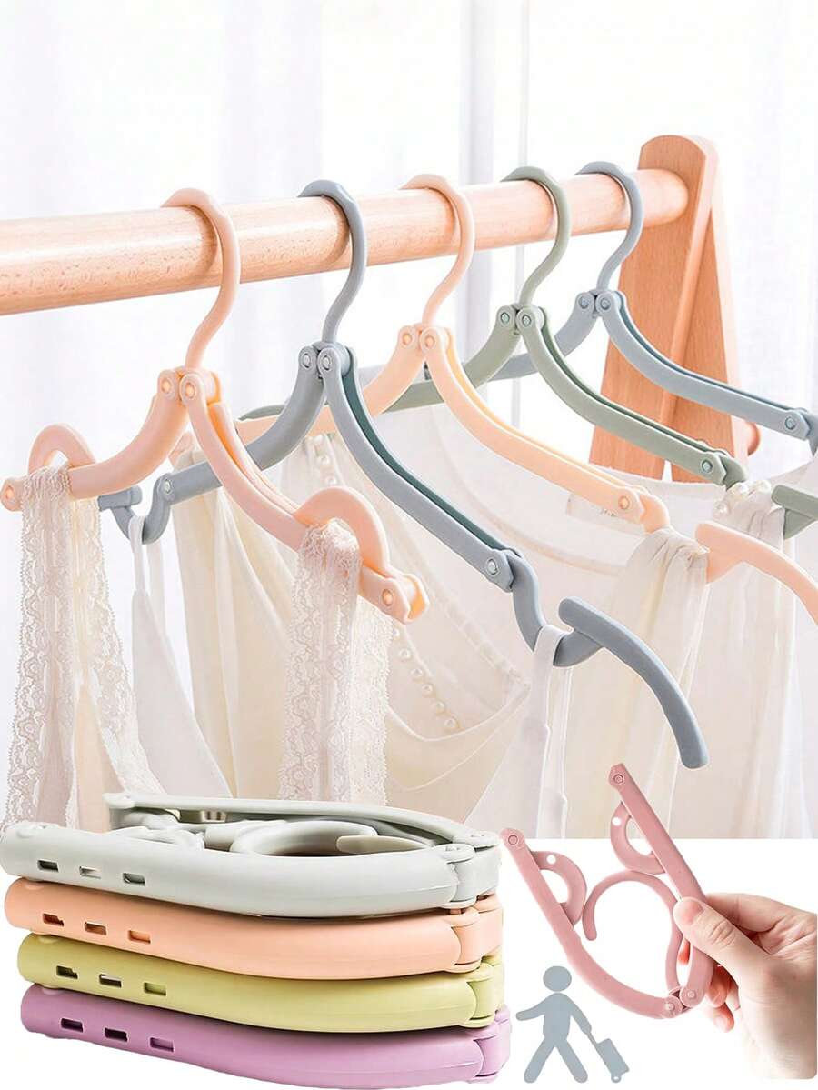 20pcs/10pcs Travel Folding Hangers, Space-Saving Non-Slip Foldable Hangers, Portable Pocket-Sized Underwear Bra Drying Hooks, Suitable For Travel, Home, Camping, Cruise, Dorm, Vacation, Essential Travel Wardrobe Storage Accessory