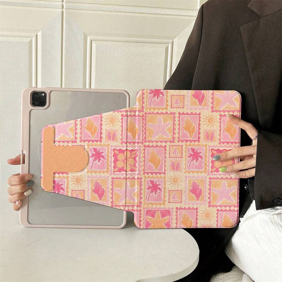 1pc 360° Rotatable Tablet Protective Case, Multi-Angle Viewing Book-Style Stand, Compatible With IPad A16 2025, Galaxy Tab S9 FE/S8 Plus/S7/S10, Pad, Matepad, Pad, Honor Pad, Tab - Multicolor - View 1