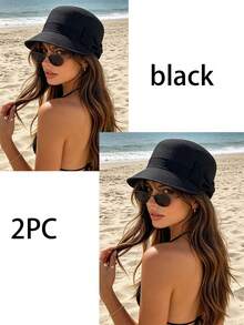 1pc Women's Straw Hat, Polyester Bohemian Style, Solid Color, Sun Protection, Breathable, Vintage, Suitable For Outdoor Daily Use,Beach,Travel - Multicolor - View 26