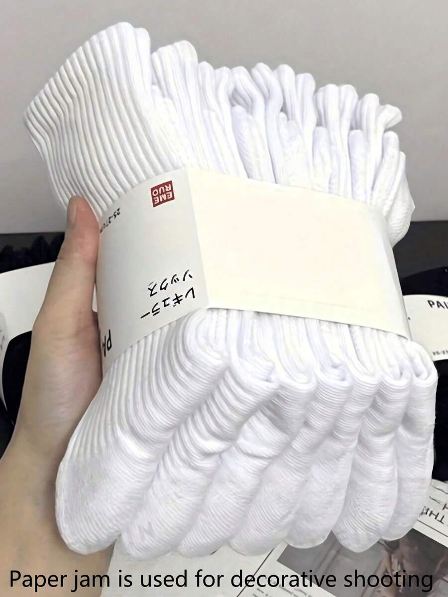 10/5/1雙純白色男士襪,美式厚款吸汗透氣休閒日常穿著與跑步運動中筒襪,中性款 1/5/10/20雙 - 彩色 - 查看 1