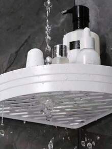 Heart-Shaped Hook Bathroom Corner Shelve - White - View 3