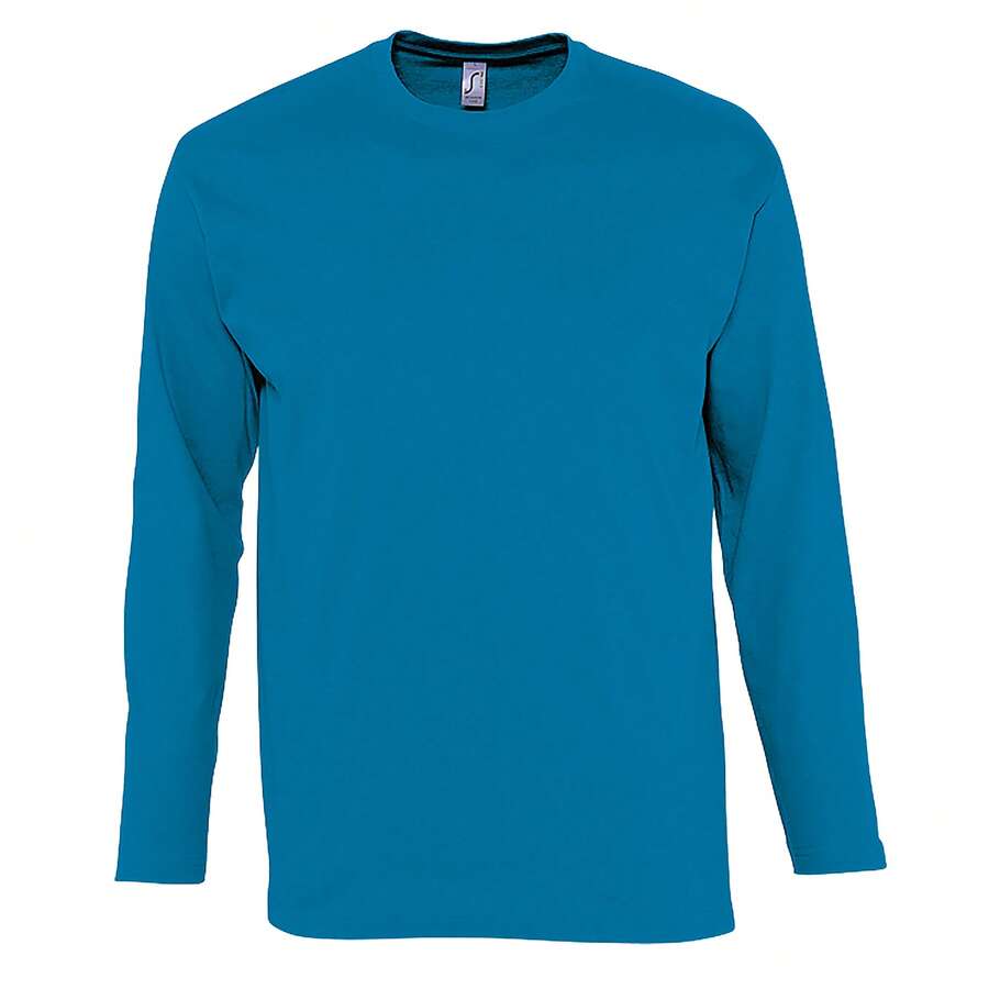 SOLS Mens Monarch Long Sleeve Plain Colour T-Shirt - Aqua - View 1