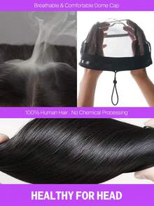 MEGALOOK 13x6 Glueless Lace Front Wavy Water Ripple Natural Color 100% Human Hair Wig, Breathable Cap With Drawstring, Pre-Cut Pre-Plucked Natural Hairline, Pre-Bleached Knots, Suitable For Women Beginners - SNatural - View 9