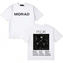 2026 Nuovo Album Rapper Morad Peor's Magliette in Cotone di Moda Più Vendute per Uomini Alta Qualità Comode Maniche Corte Estate - Bianco - Visualizzare 1
