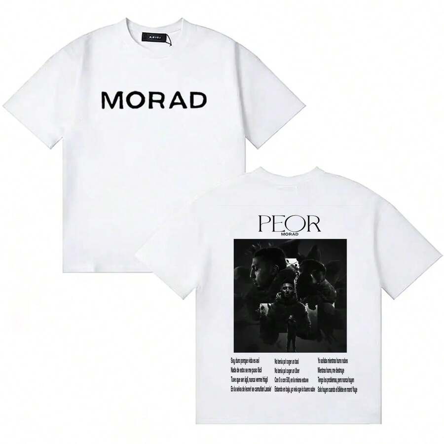 2026 Nuovo Album Rapper Morad Peor's Magliette in Cotone di Moda Più Vendute per Uomini Alta Qualità Comode Maniche Corte Estate - Bianco - Visualizzare 1
