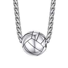 Men's Punk Cuban Chain Sports Necklace, 3D Stereo Football & Baseball Pendant Silver Soccer Neck Chain - Gold Volleyball Necklace - View 5