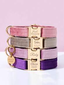 Pink Personalized Dog Collar, Puppy Collar For Wedding Gift, Luxury Pet Collar For Small And Medium Dogs, Soft Dog Collar Gift - Multicolor - View 7