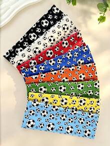 8 piezas de diademas de tela con estampado de fútbol en colores surtidos, diademas deportivas con patrón de fútbol, accesorios para el cabello para fiestas de aficionados y animadores - Multicolor - Ver 1