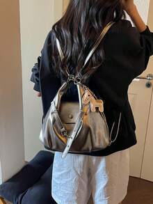 Multifunctional Tote Bag For Women, New Style With Pony Charm, Fashionable Versatile Premium Feel, Large Capacity Commuter Backpack, Shoulder Bag, Handbag 3-In-1 - Champagne - View 7
