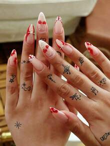 Herbal Juice Semi-Permanent Tattoo Sticker, Fresh Delicate Small Design, 1-2 Weeks Non-Fading Non-Reflective, Suitable For Wrist, Ankle, Shoulder, Neck, Collarbone, Waterproof Realistic Temporary Tattoo Sticker, 1pc/Pack - Blue - View 3