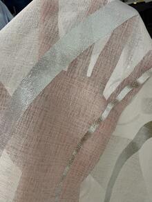 1pc Modern Metal Wave Patterned Single-sided White & Silver Embossed Curtains For Windows - White - View 4