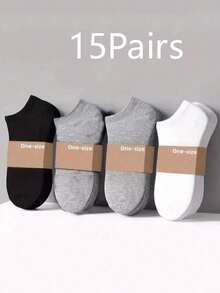 20/10/5/3/1 Par de Meias Masculinas, Meias Curtas, Meias Invisíveis, Design Antiderrapante de Linha Dupla, Meias Brancas, Meias Pretas, Meias de Barco de Corte Baixo, Meias de Tornozelo, Absorção de Umidade, Macias e Respiráveis, Adequadas para Negócios e Casual, Casa e Esportes, Estilo Universitário, Uso Diário em Todas as Estações, Cor Aleatória 1/3/5/6/10/15/20/30 Pares - Multicolorido - Visão 33