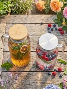 Pitcher Large Capacity Fruit Infused Water Carafe For Iced Tea Lemonade Juice Leak-Proof Spout,Fridge Beverage Carafe For Fruit Water,Herbal Tea,Cold Brew,Lemonade,Ideal For Home Kitchen,Picnic And Outdoor Party - Multicolor - View 7