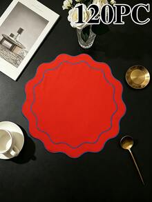 1/120入紅色波浪邊布製餐墊，防滑耐油可水洗西式餐桌墊，無味裝飾墊，適用於餐廳、咖啡廳、民宿，適合節日、派對、聚會、生日、婚禮、晚餐 - 彩色 - 查看 11