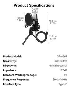 USB RGB Condenser Noise-Canceling Wired Gaming Microphone, Suitable For Podcast, Recording Studio, Live Streaming, Laptop, Desktop Computer - 查看 12