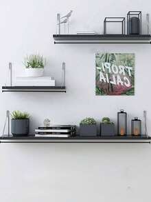 1PC No-Drill Floating Shelf Wall-Mounted Bookshelf For Books, Plants And Small Items, Dormitory Wall Storage Rack, Wooden Shelf - Black - View 4