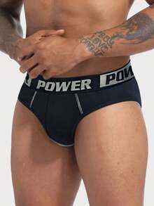 4pcs Men's Low Waist Elastic Triangle Briefs With Letter Print Contrast Waistband, Suitable For Daily Casual Wear - Multicolor - View 3